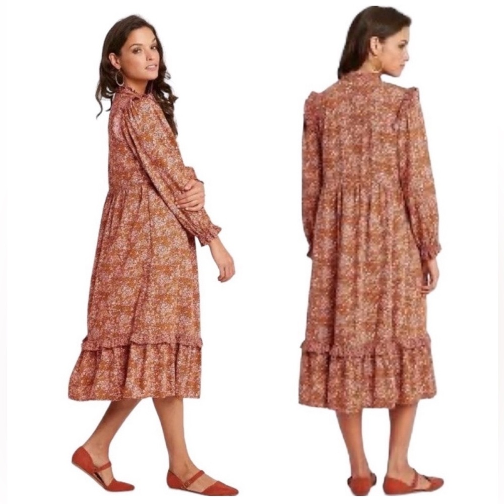 NWT. UNIVERSAL THREAD Balloon Sleeve Floral Prairie Dress Ruffle Size Small
